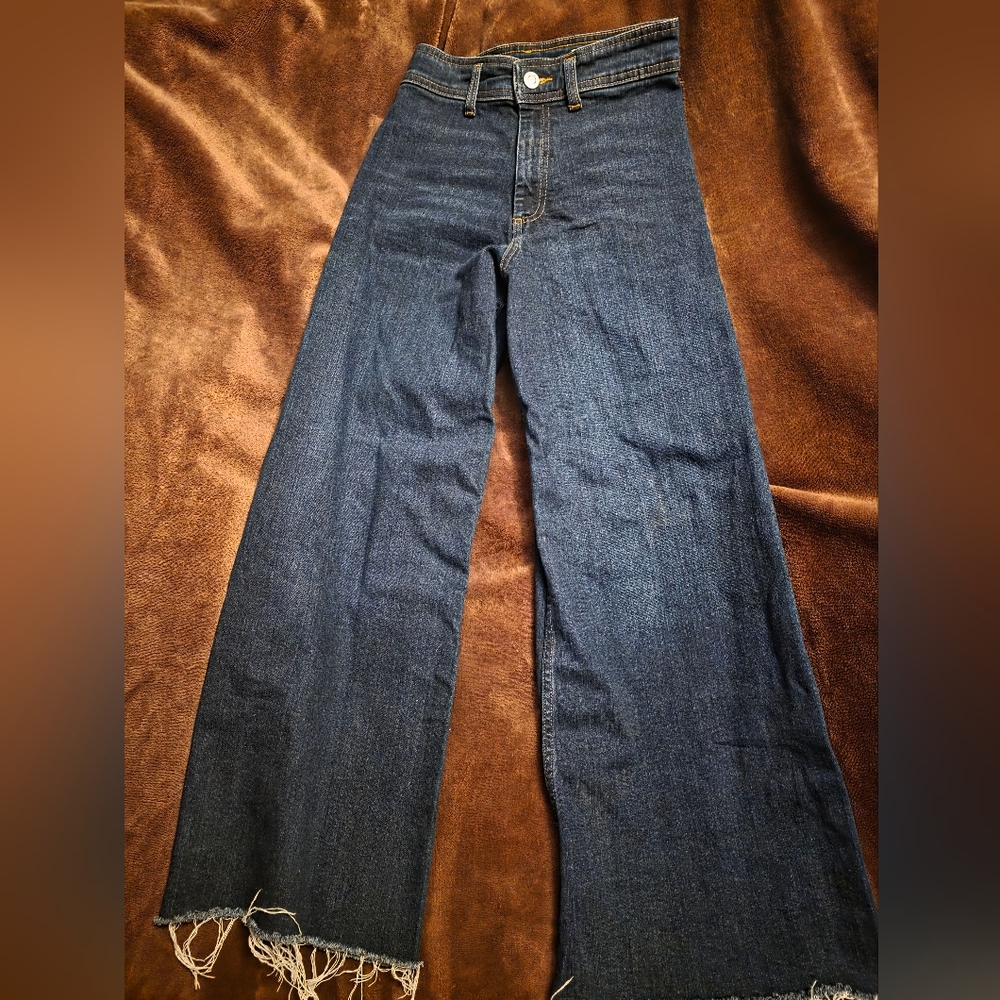 ZARA Baggy Wide Leg Blue Denim Jeans Size 6